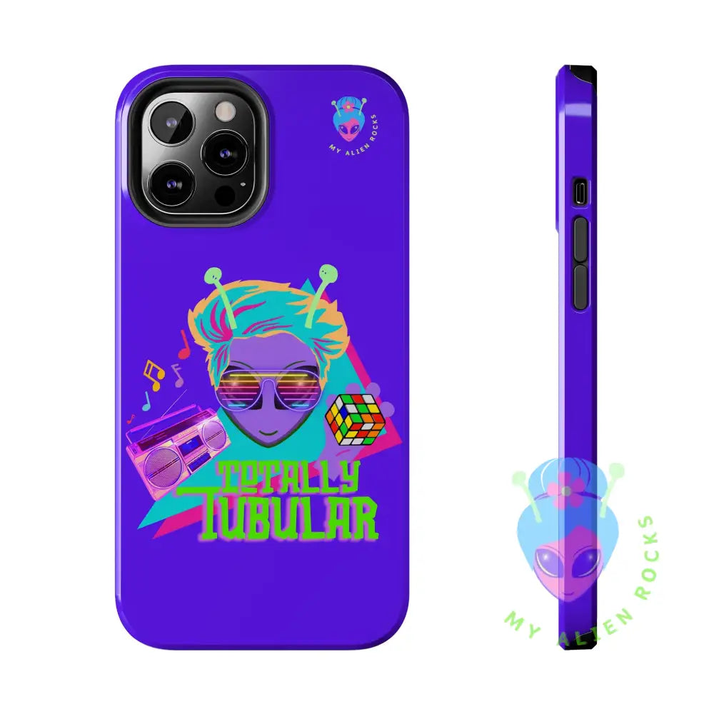 1980s Retro Alien - Totally Tubular - Electric Violet - Tough Phone Case iPhone 12 Pro Max Phone Case
