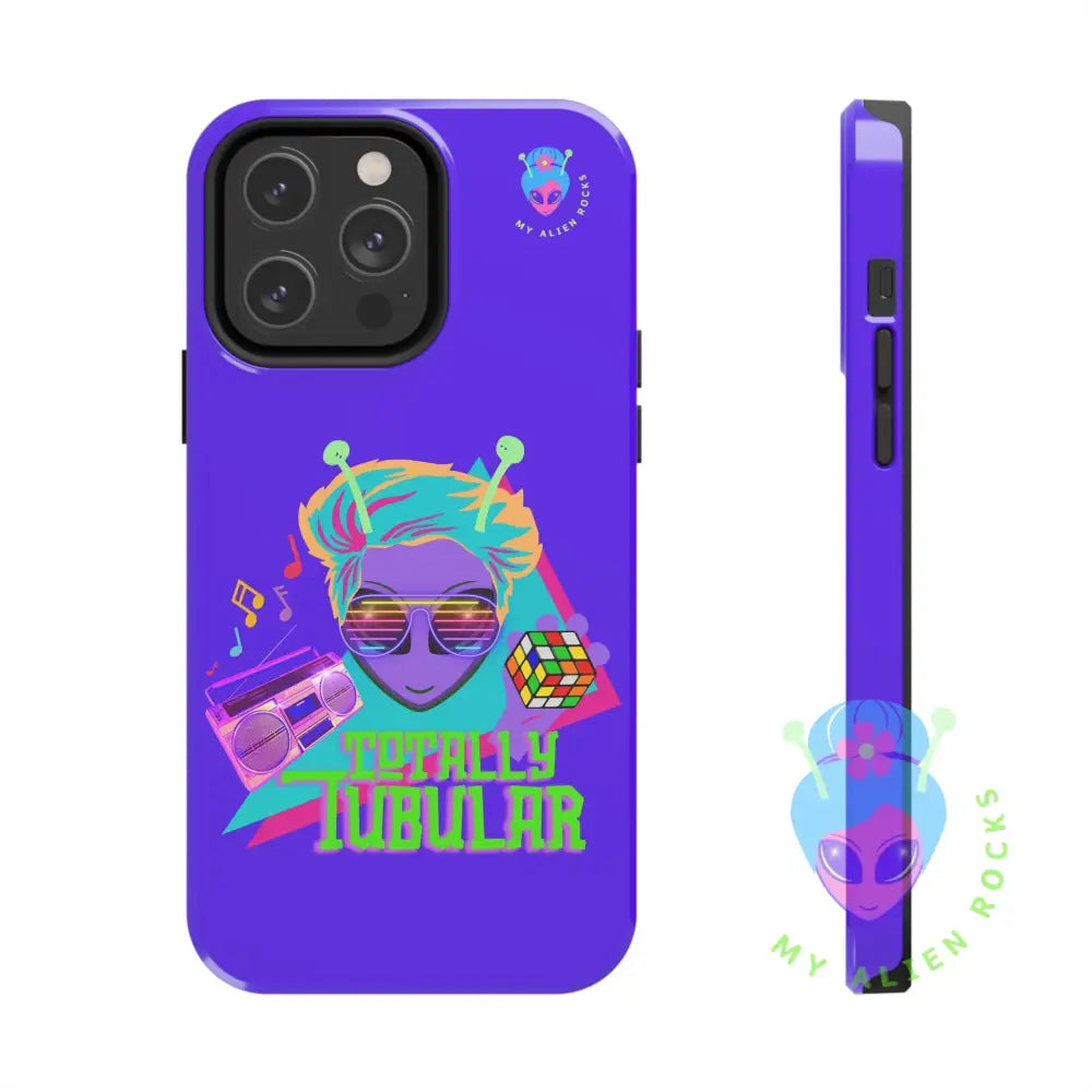 1980s Retro Alien - Totally Tubular - Electric Violet - Tough Phone Case iPhone 14 Pro Max Phone Case