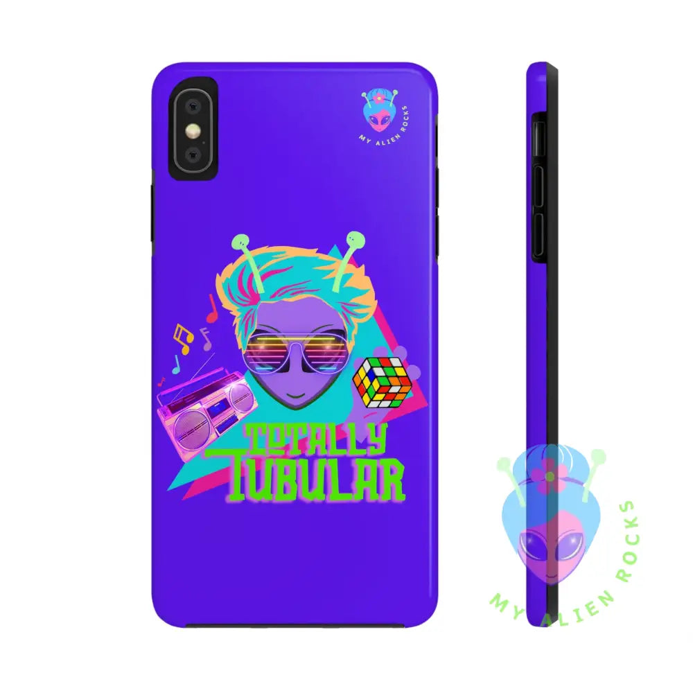 1980s Retro Alien - Totally Tubular - Electric Violet - Tough Phone Case iPhone XS MAX Phone Case