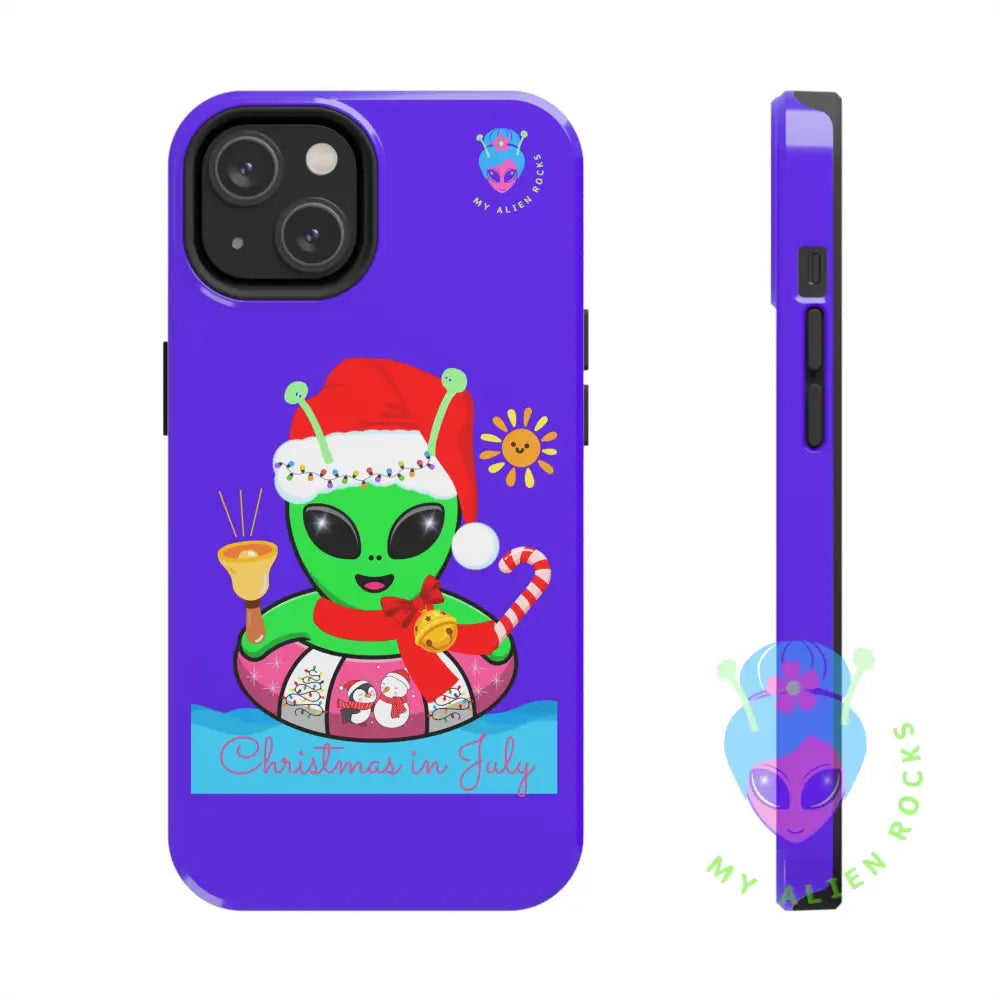 Christmas in July Alien - Electric Violet - Tough Phone Case iPhone 14 Phone Case