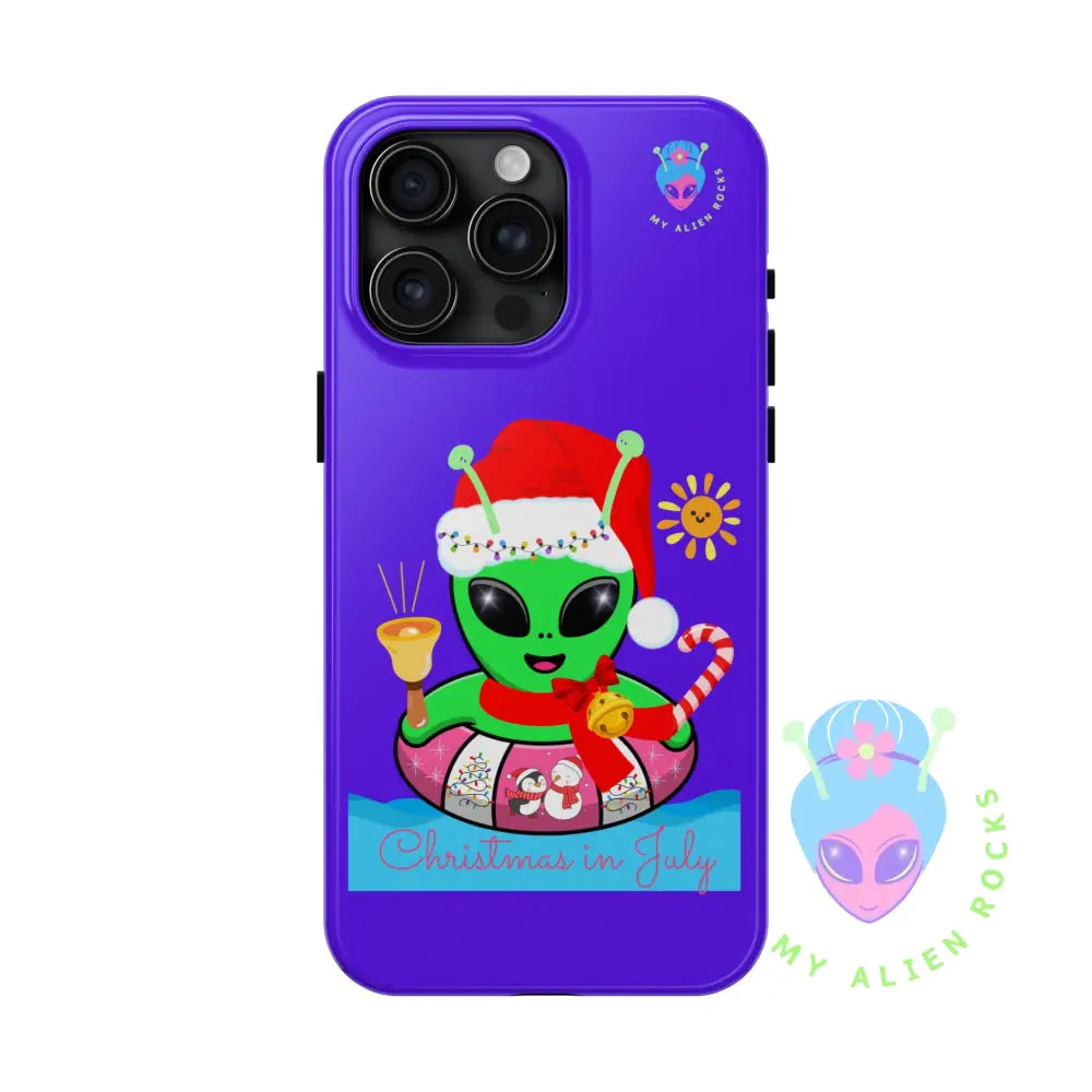 Christmas in July Alien - Electric Violet - Tough Phone Case iPhone 15 Pro Max Phone Case