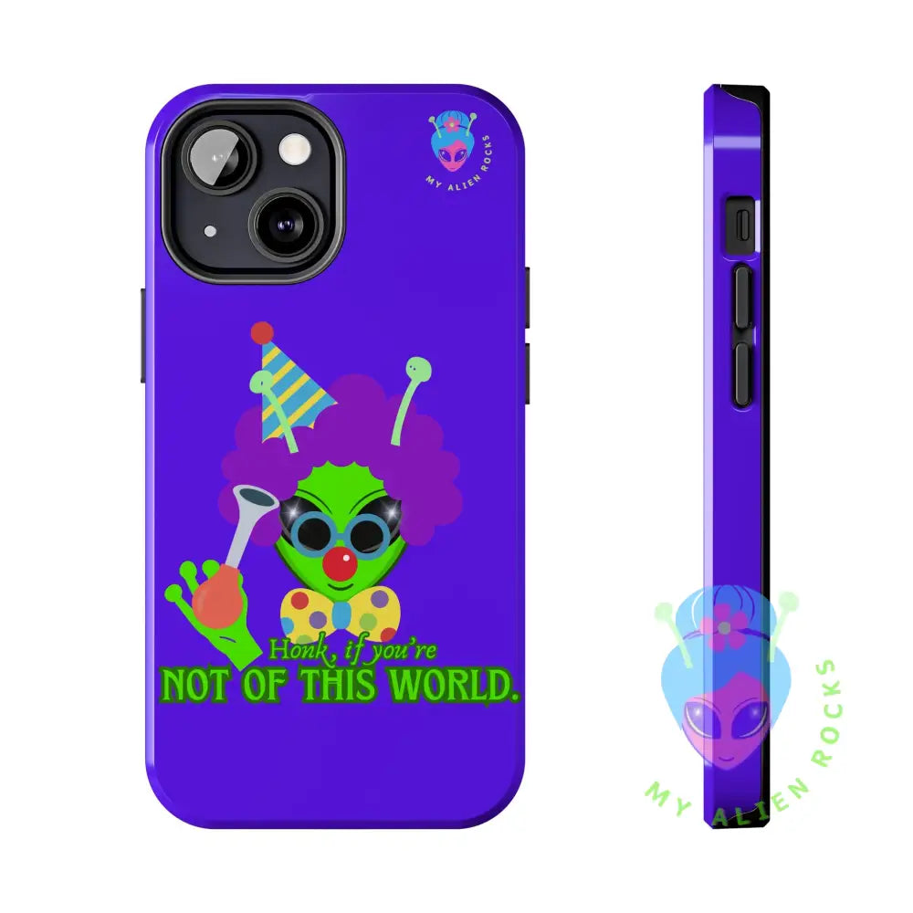 Clown Alien - Honk if You’re Not of This World - Electric Violet - Tough Phone Case iPhone 13 Mini Phone Case
