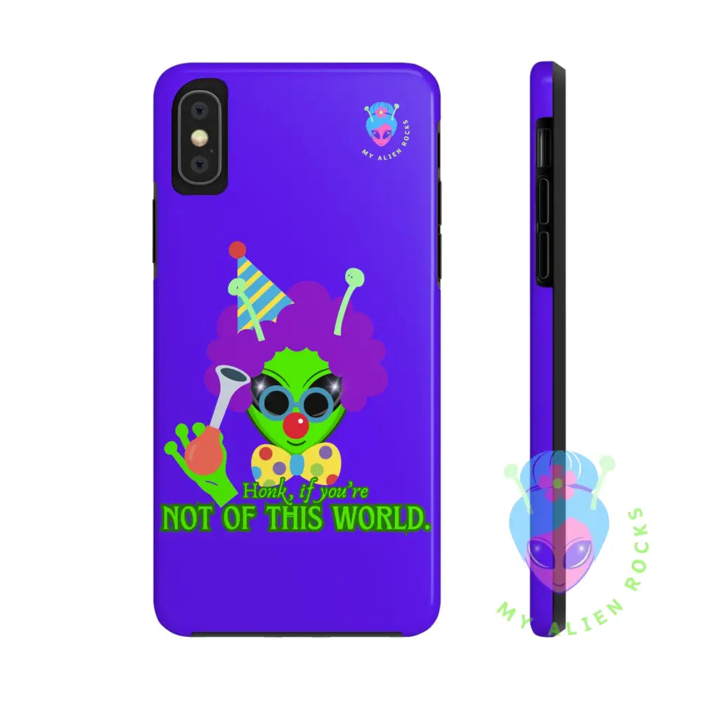 Clown Alien - Honk if You’re Not of This World - Electric Violet - Tough Phone Case iPhone XS Phone Case