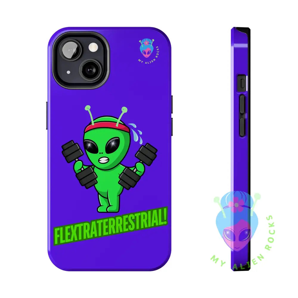 Flextraterrestrial Alien - Exercising Alien - Electric Violet - Tough Phone Cases iPhone 13 Phone Case