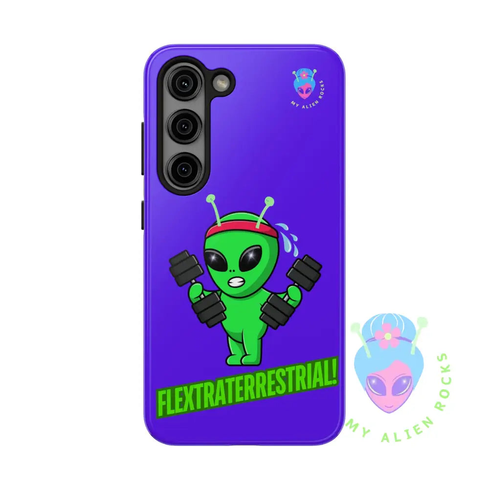 Flextraterrestrial Alien - Exercising Alien - Electric Violet - Tough Phone Cases Samsung Galaxy S23 Phone Case
