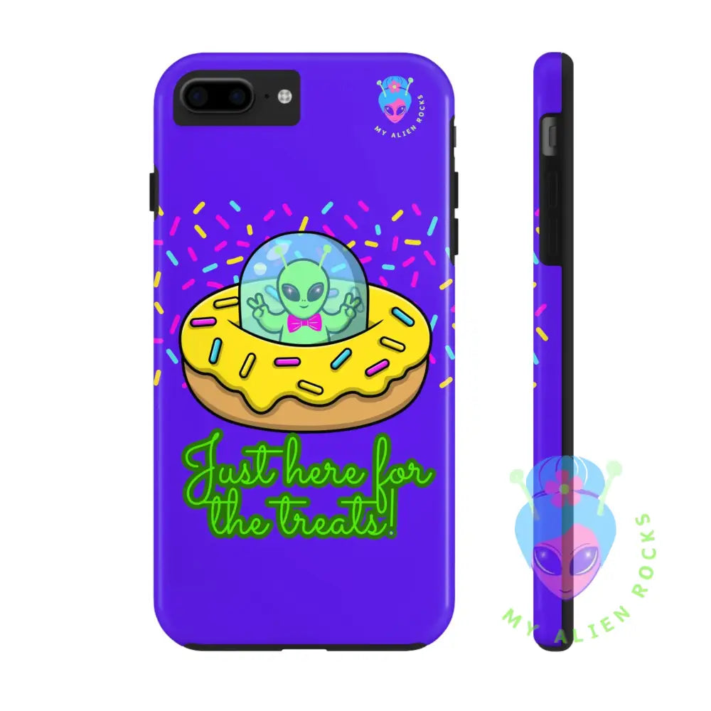 Just Here for the Treats Alien - Donut UFO with Sprinkles - Electric Violet - Tough Phone Case iPhone 7 Plus, iPhone 8