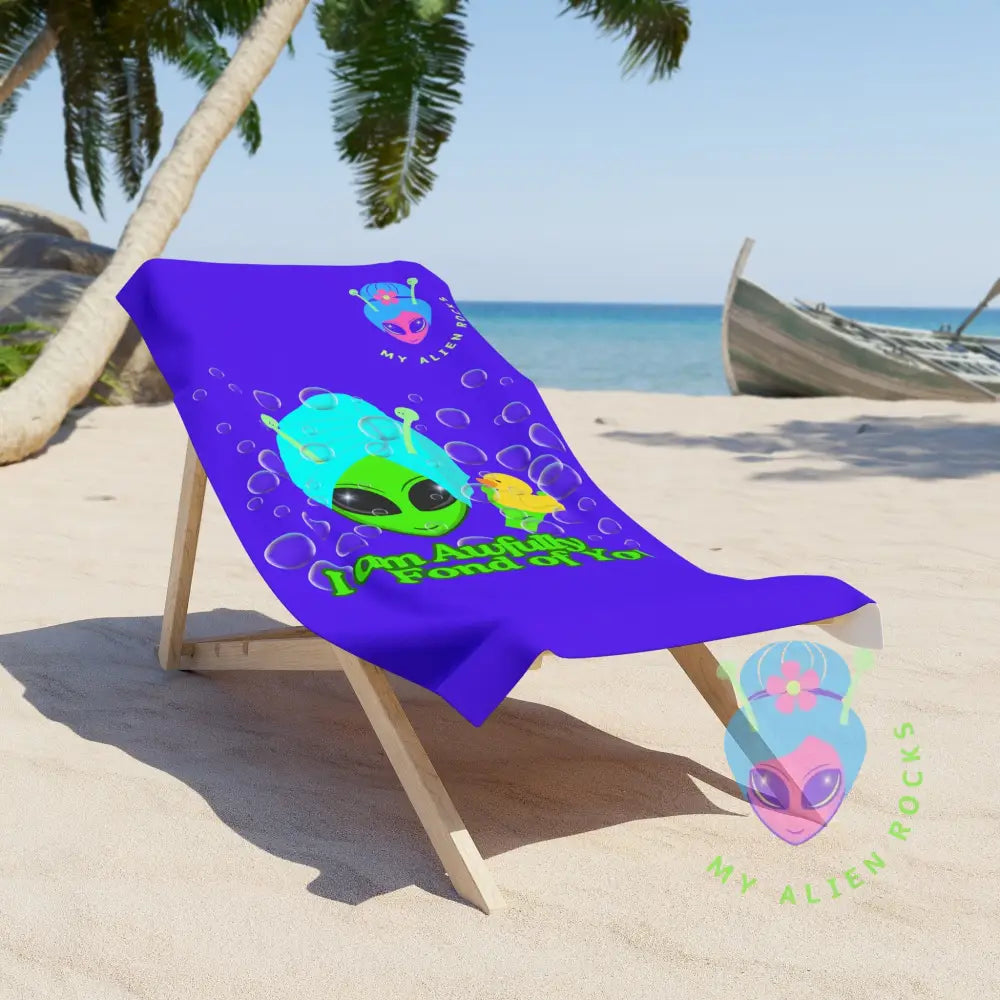 Limited Edition - Bubble Bath Alien with Rubber Ducky Summer Fun Beach Towel for Alien Lovers 30’’ × 60’’ Home Decor