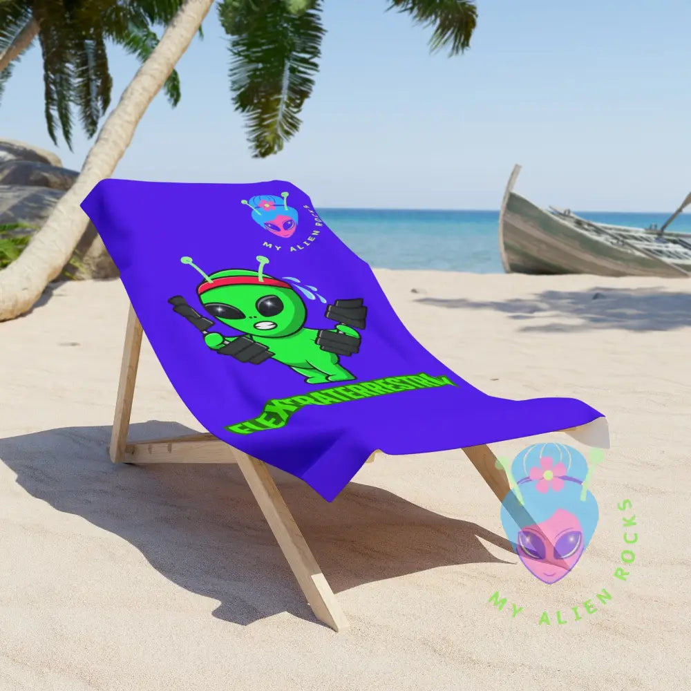 Limited Edition - Flextraterrestrial Alien - Exercising Alien Summer Fun Beach Towel for Alien Lovers 30’’ × 60’’ Home