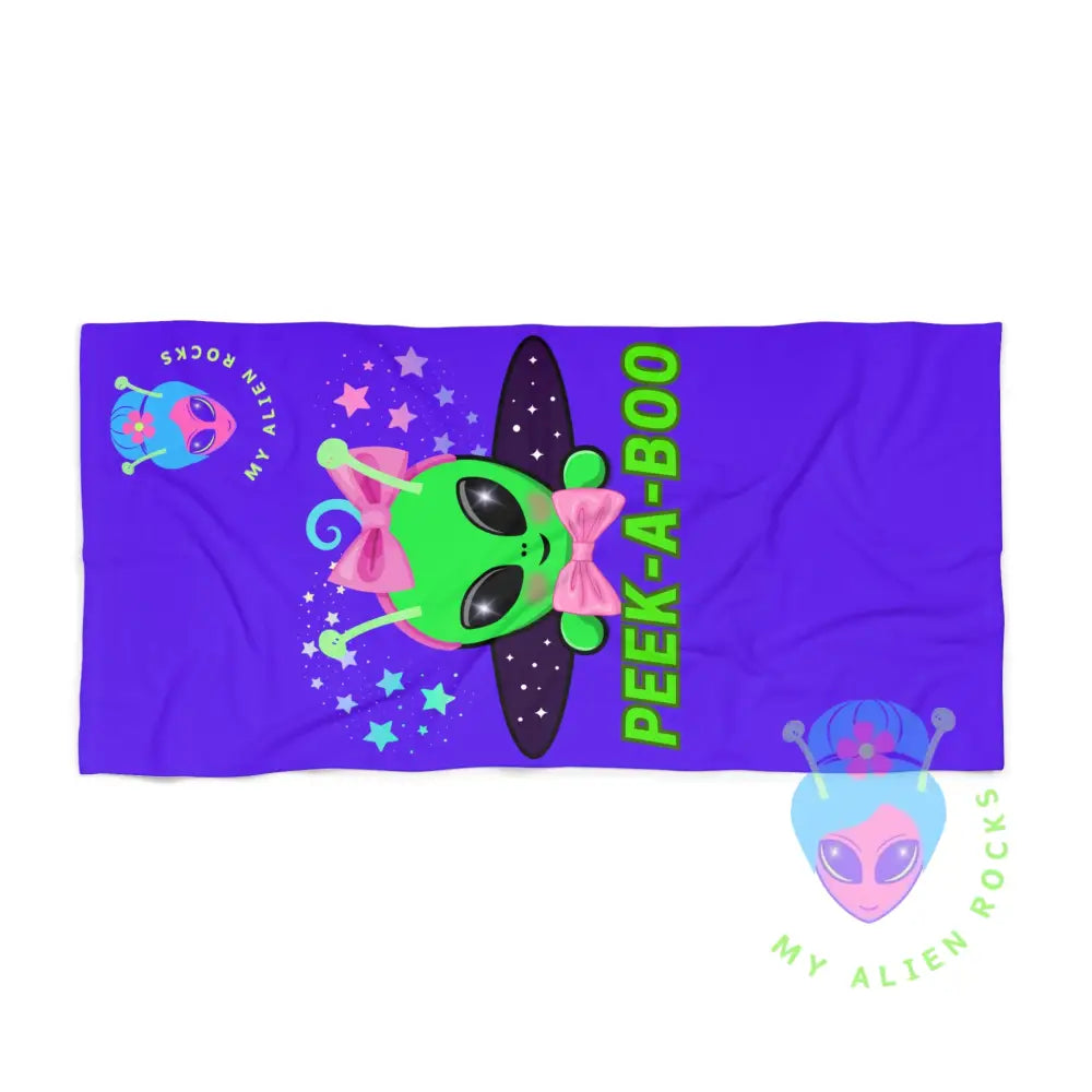 Limited Edition - Peek-a-Boo - Baby Alien Summer Fun Beach Towel for Alien Lovers 30’’ × 60’’ Home Decor