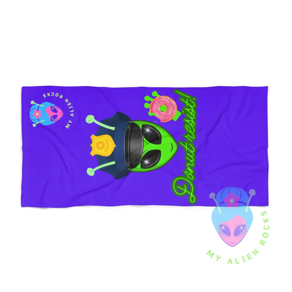 Limited Edition - Police Alien - Donut Resist! Summer Fun Beach Towel for Alien Lovers 30’’ × 60’’ Home Decor