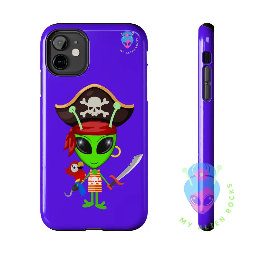 Pirate Alien - Electric Violet - Tough Phone Case iPhone 11 Phone Case
