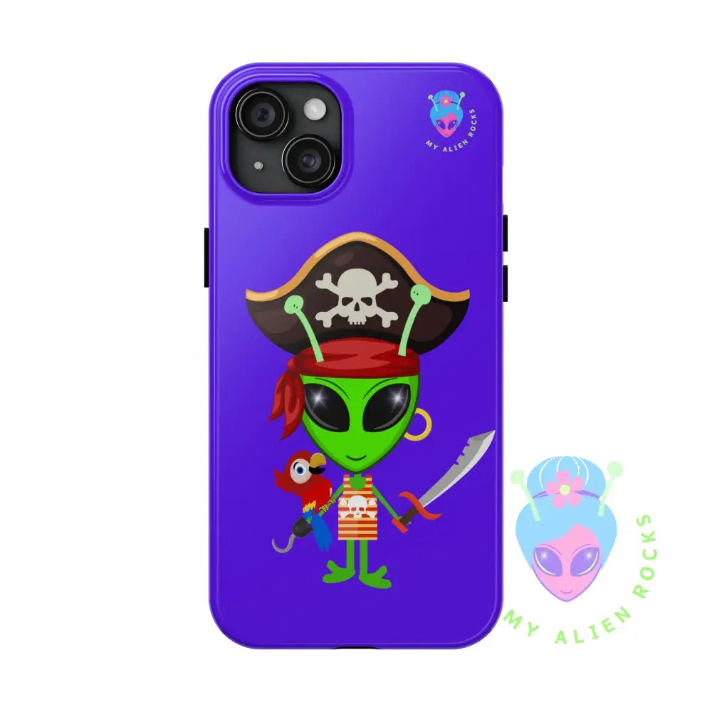 Pirate Alien - Electric Violet - Tough Phone Case iPhone 15 Plus Phone Case