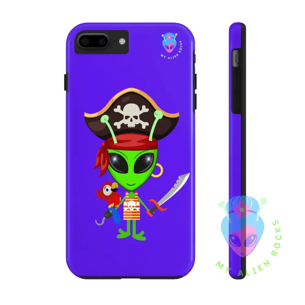 Pirate Alien - Electric Violet - Tough Phone Case iPhone 7 Plus, iPhone 8 Plus Phone Case