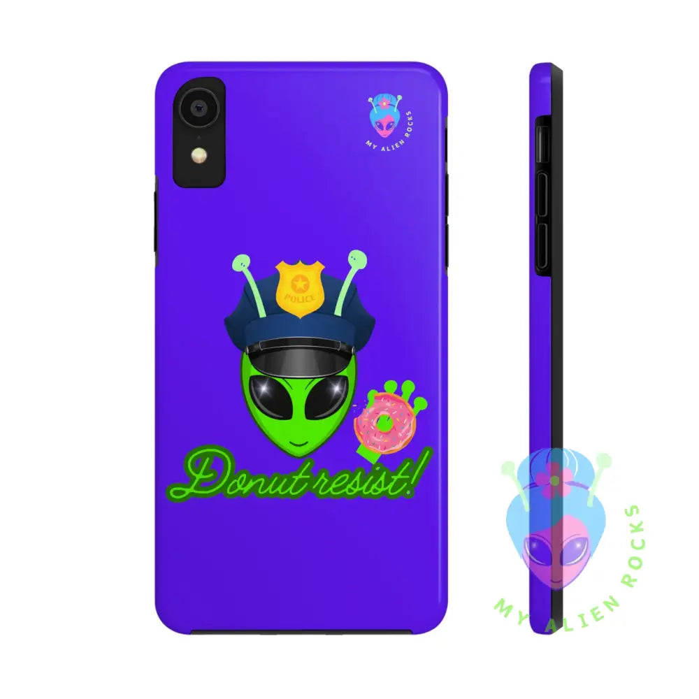 Police Alien - Donut Resist! - Electric Violet - Tough Phone Case iPhone XR Phone Case