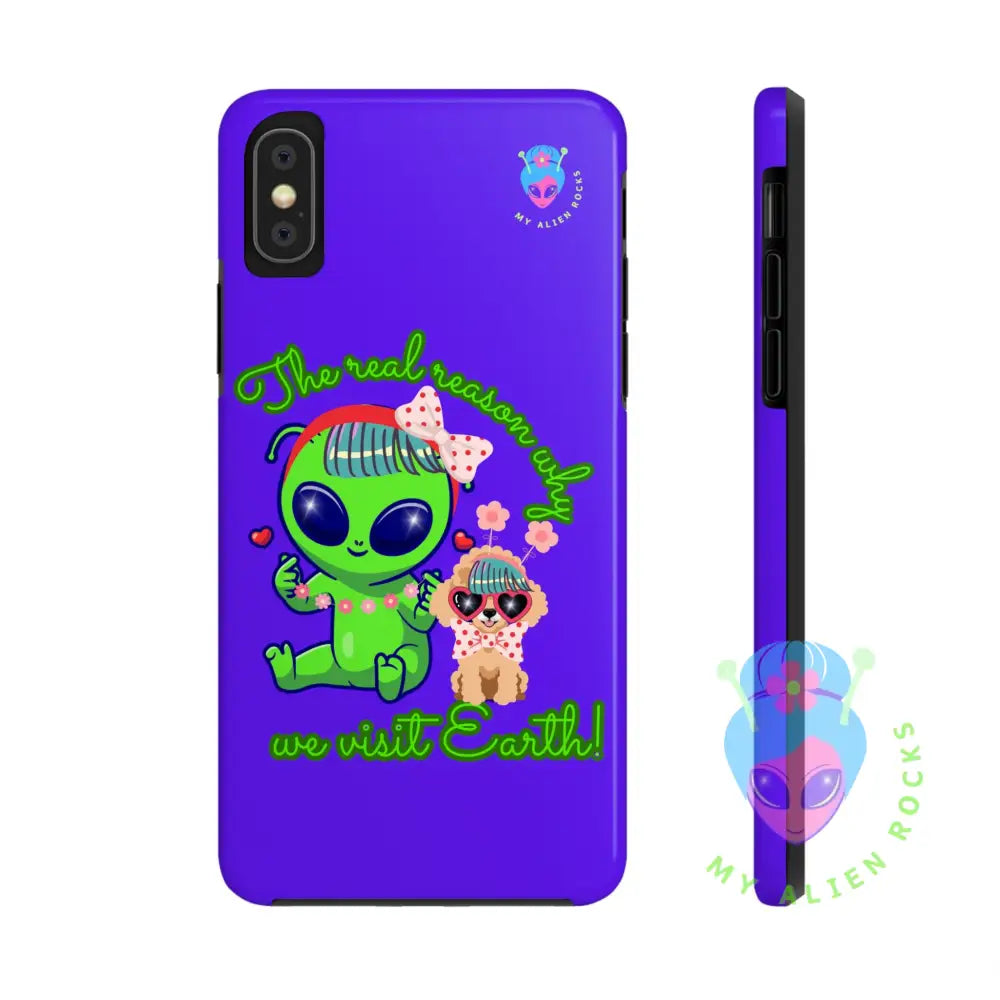 Why Aliens Visit Earth - Dogs - Electric Violet - Tough Phone Case iPhone XS Phone Case
