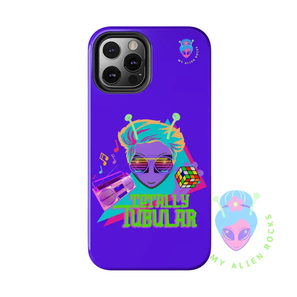 1980s Retro Alien - Totally Tubular - Electric Violet - Tough Phone Case iPhone 12 Pro Phone Case
