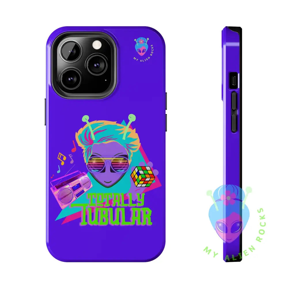 1980s Retro Alien - Totally Tubular - Electric Violet - Tough Phone Case iPhone 13 Pro Phone Case