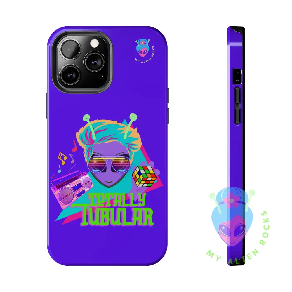 1980s Retro Alien - Totally Tubular - Electric Violet - Tough Phone Case iPhone 13 Pro Max Phone Case