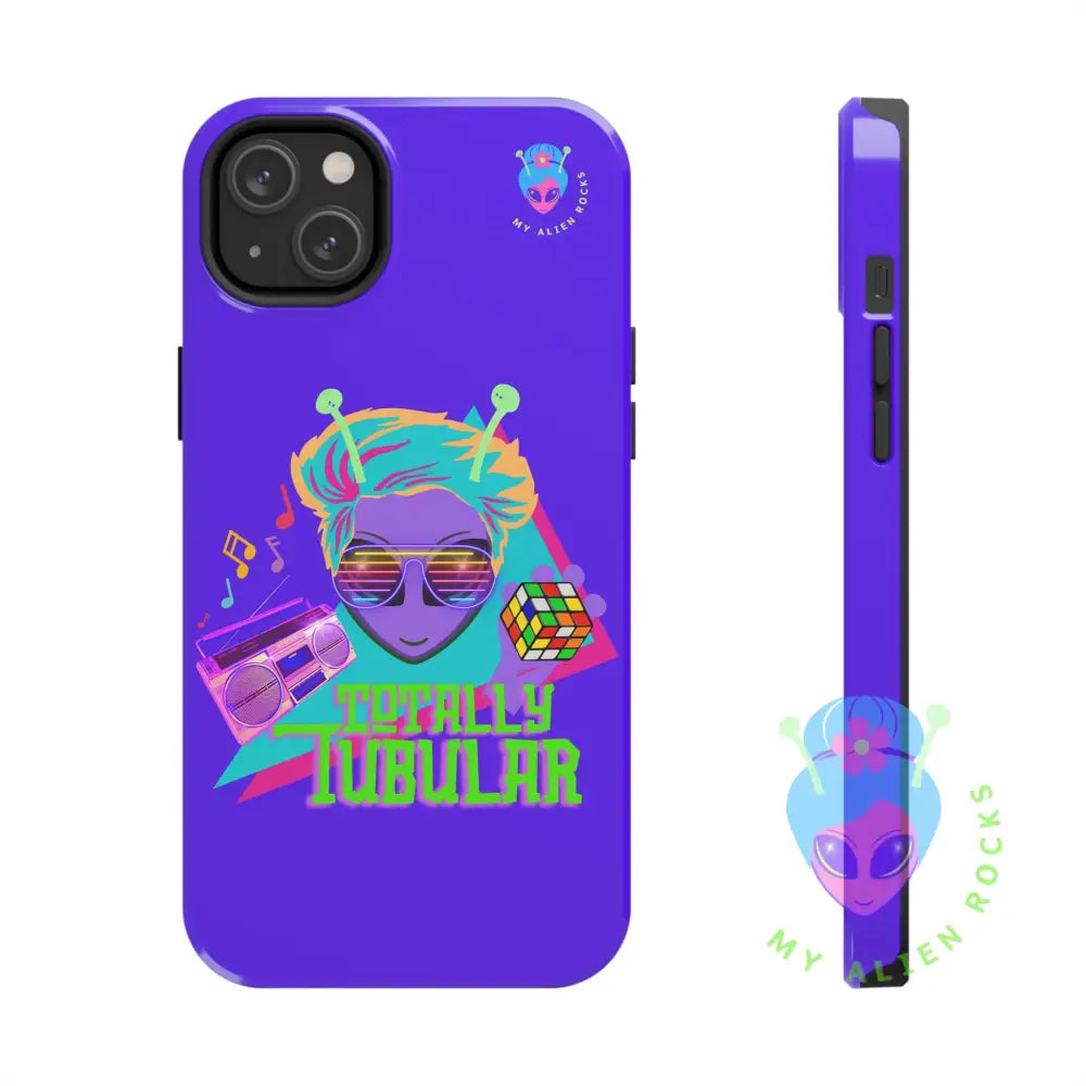 1980s Retro Alien - Totally Tubular - Electric Violet - Tough Phone Case iPhone 14 Plus Phone Case