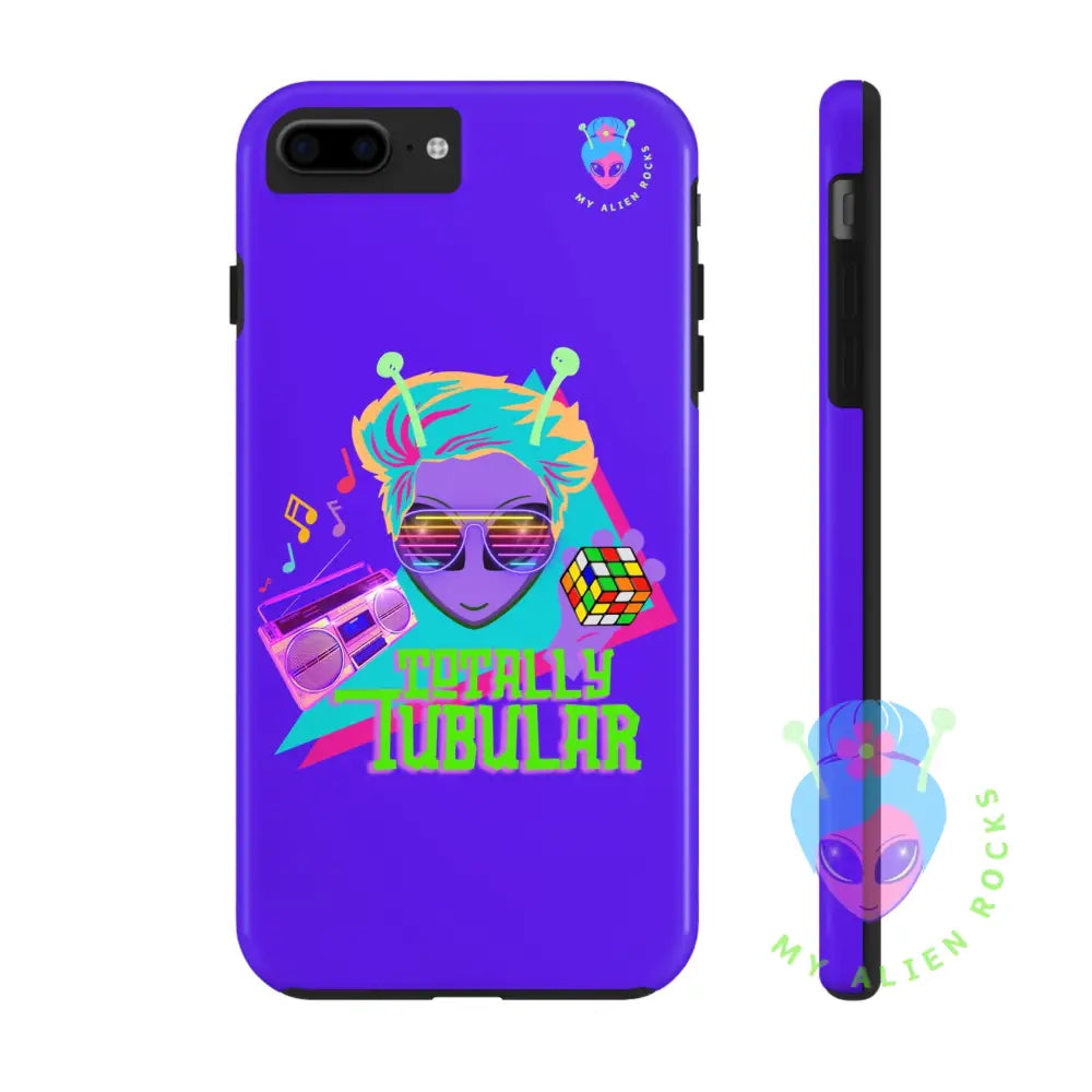 1980s Retro Alien - Totally Tubular - Electric Violet - Tough Phone Case iPhone 7, iPhone 8, iPhone SE Phone Case