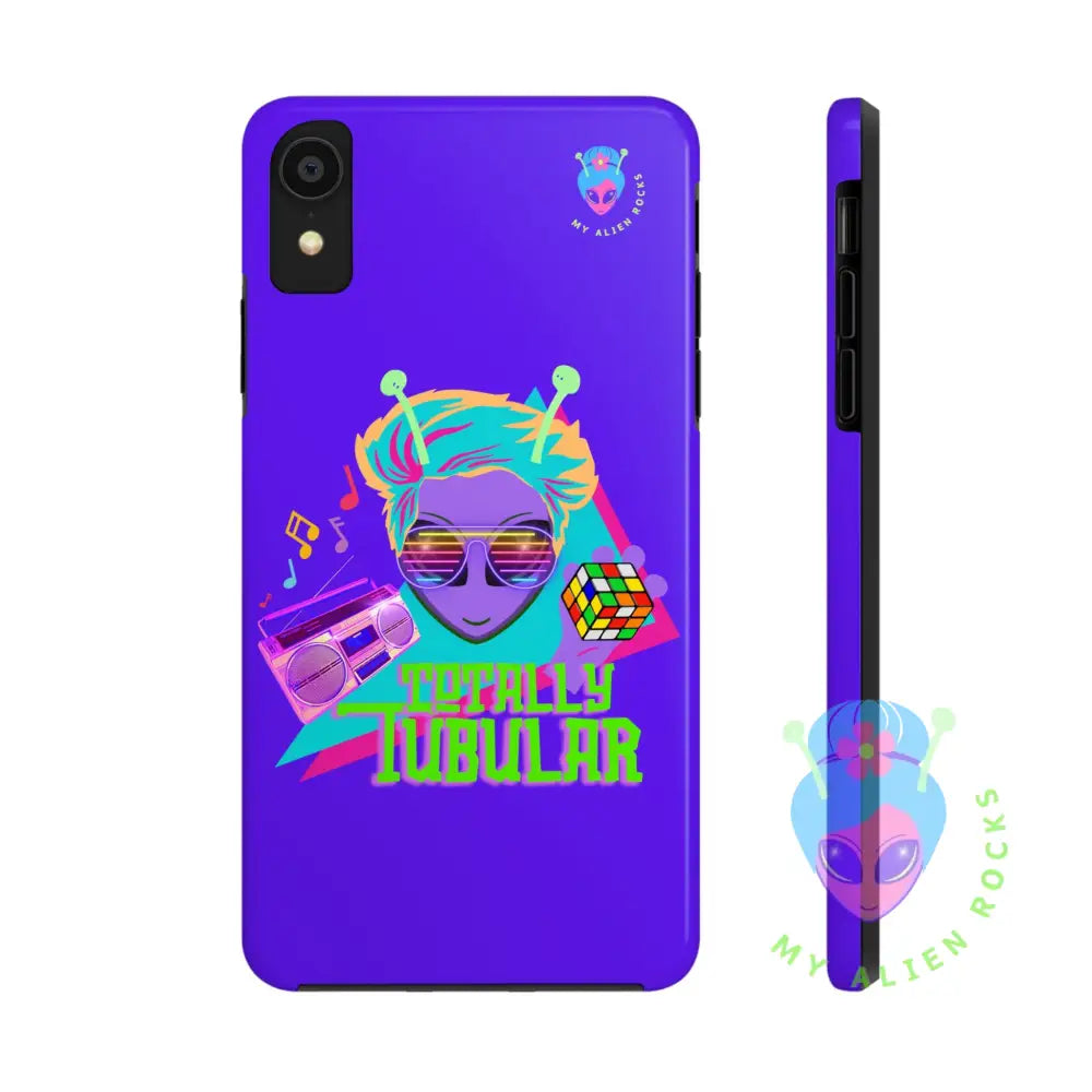 1980s Retro Alien - Totally Tubular - Electric Violet - Tough Phone Case iPhone XR Phone Case