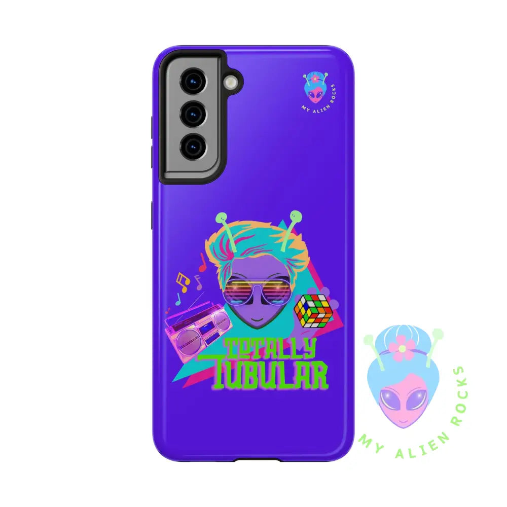 1980s Retro Alien - Totally Tubular - Electric Violet - Tough Phone Case Samsung Galaxy S21 Phone Case
