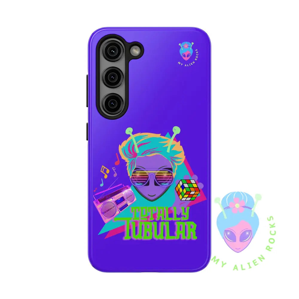 1980s Retro Alien - Totally Tubular - Electric Violet - Tough Phone Case Samsung Galaxy S23 Phone Case