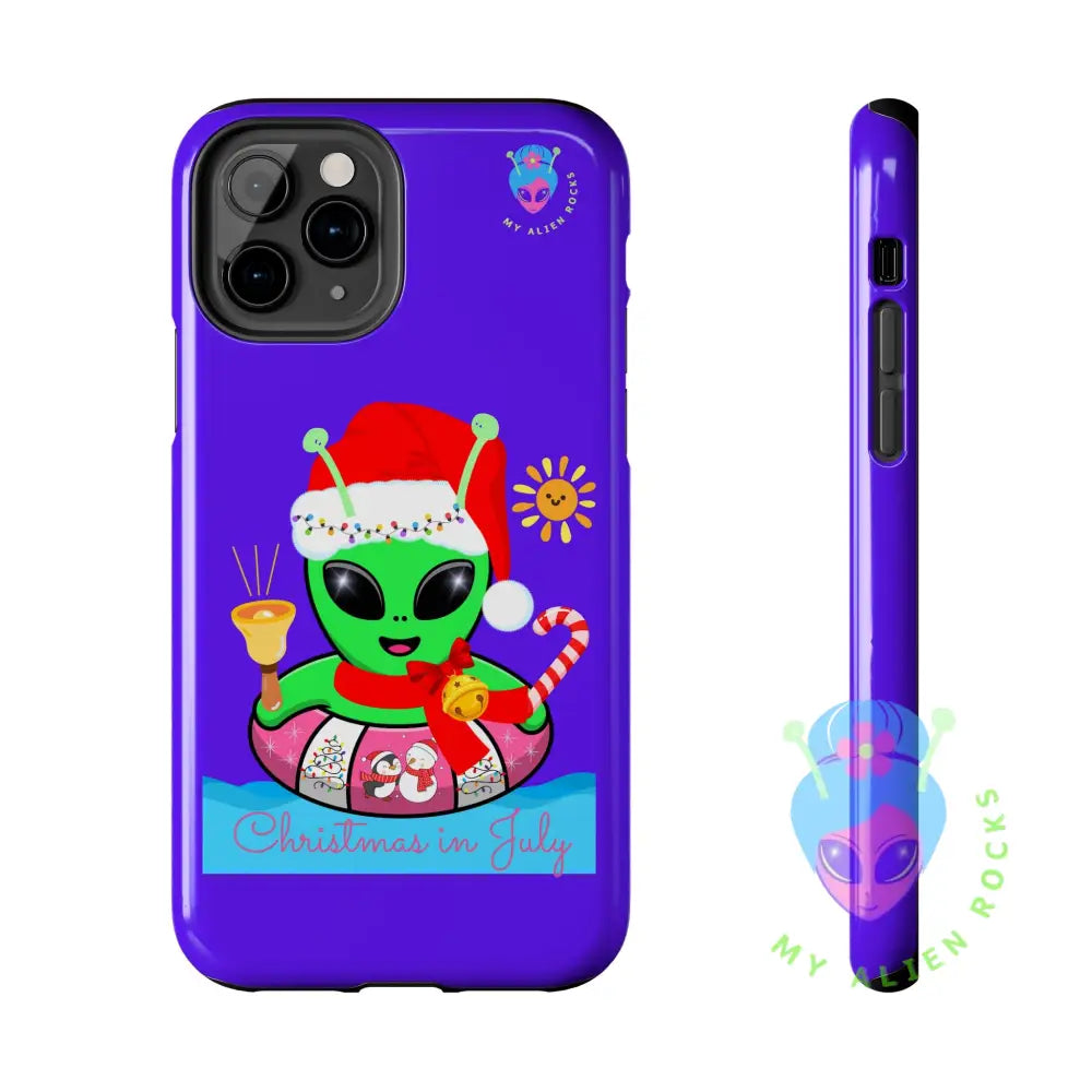 Christmas in July Alien - Electric Violet - Tough Phone Case iPhone 11 Pro Phone Case