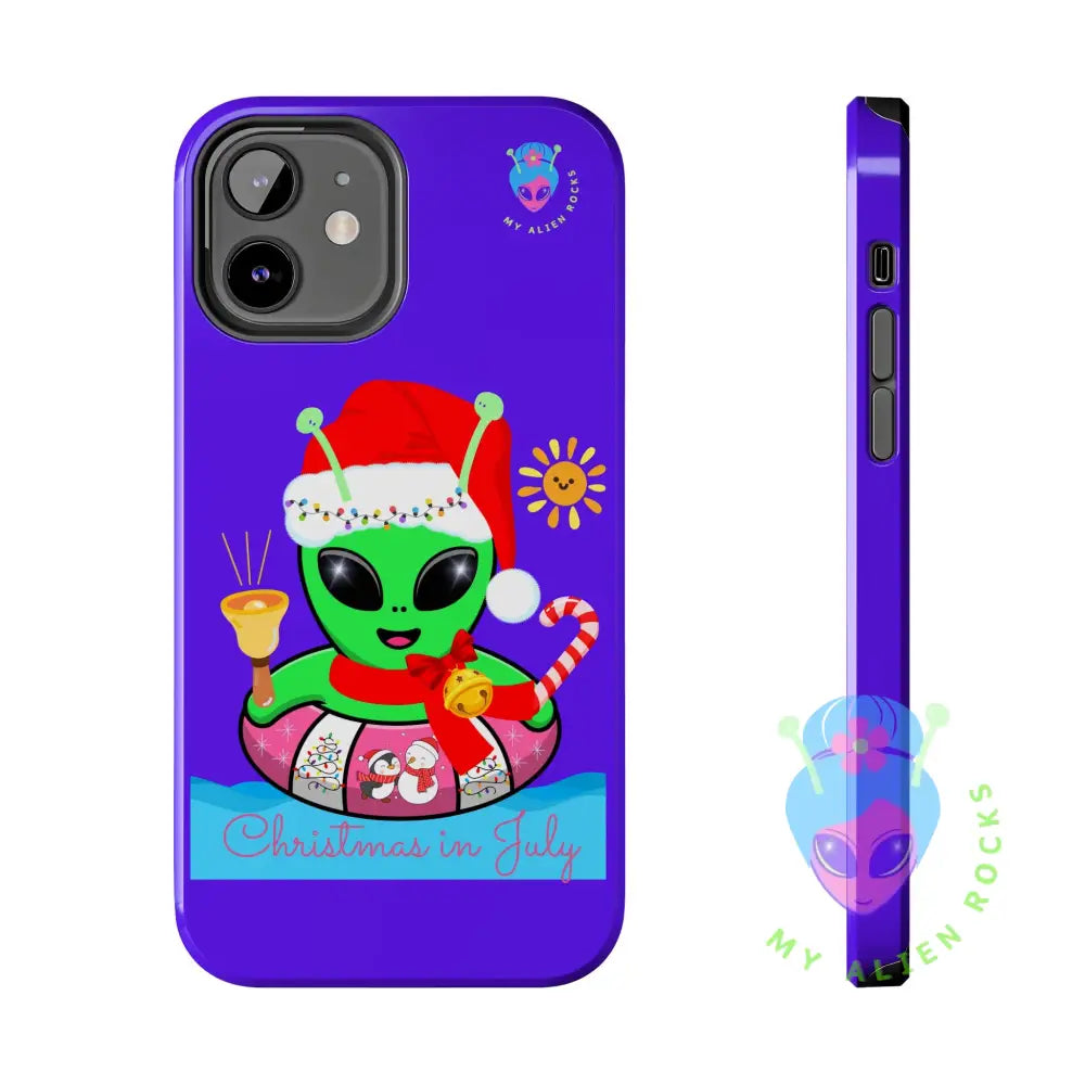 Christmas in July Alien - Electric Violet - Tough Phone Case iPhone 12 Phone Case