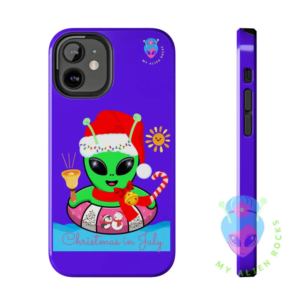 Christmas in July Alien - Electric Violet - Tough Phone Case iPhone 12 Mini Phone Case