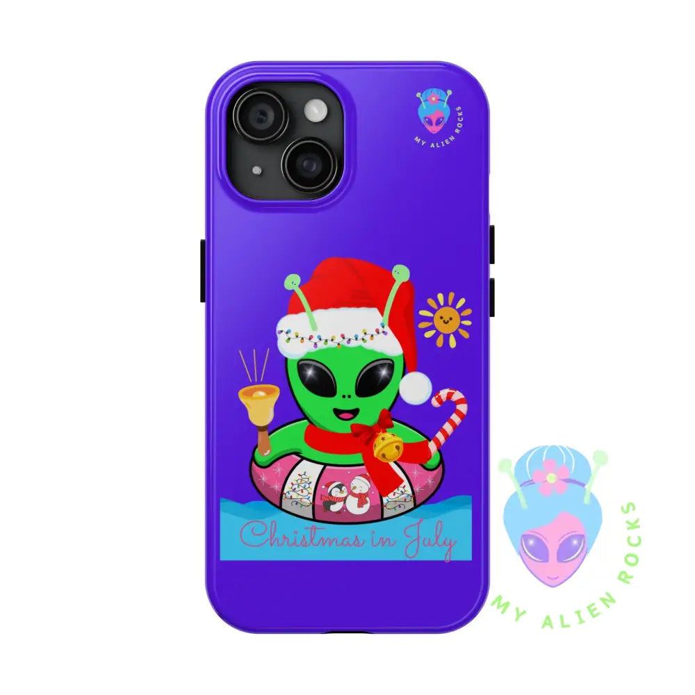 Christmas in July Alien - Electric Violet - Tough Phone Case iPhone 15 Phone Case