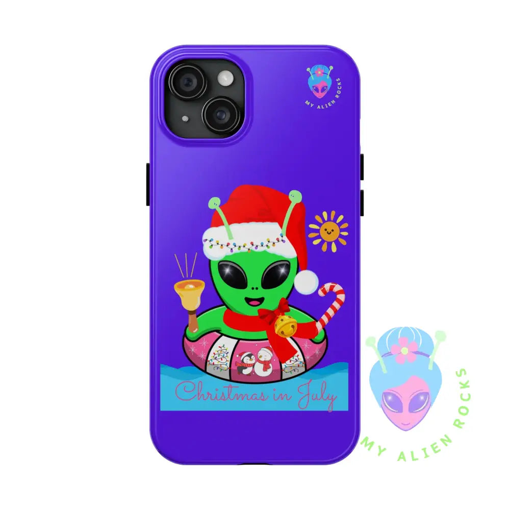 Christmas in July Alien - Electric Violet - Tough Phone Case iPhone 15 Plus Phone Case
