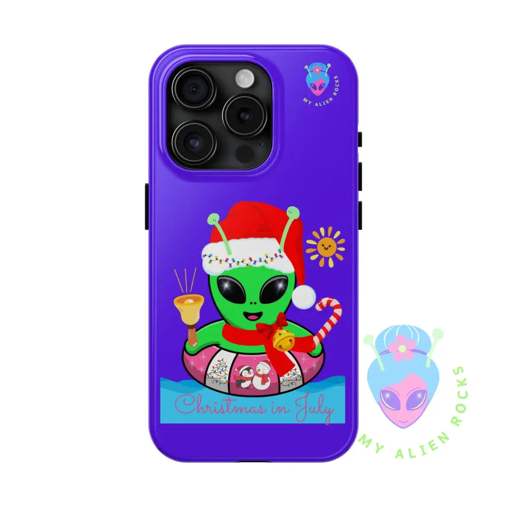 Christmas in July Alien - Electric Violet - Tough Phone Case iPhone 15 Pro Phone Case