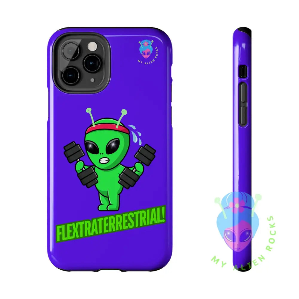 Flextraterrestrial Alien - Exercising Alien - Electric Violet - Tough Phone Cases iPhone 11 Pro Phone Case