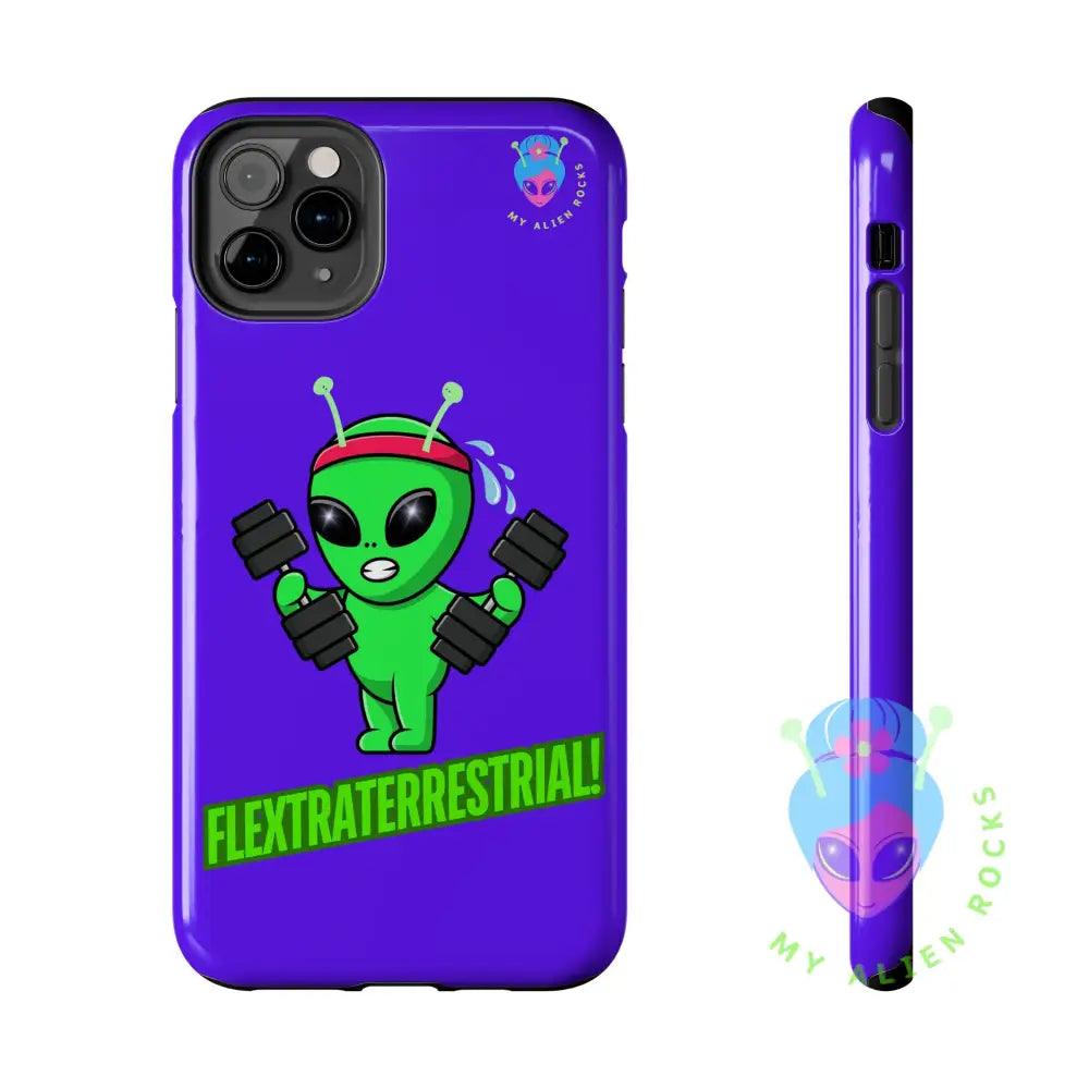 Flextraterrestrial Alien - Exercising Alien - Electric Violet - Tough Phone Cases iPhone 11 Pro Max Phone Case