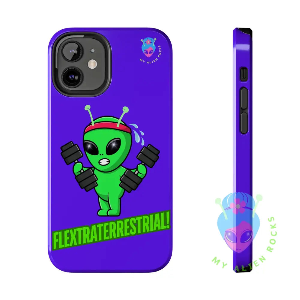 Flextraterrestrial Alien - Exercising Alien - Electric Violet - Tough Phone Cases iPhone 12 Mini Phone Case