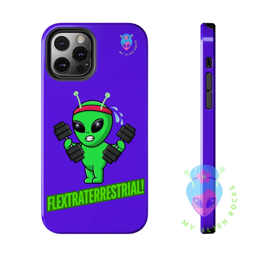 Flextraterrestrial Alien - Exercising Alien - Electric Violet - Tough Phone Cases iPhone 12 Pro Phone Case