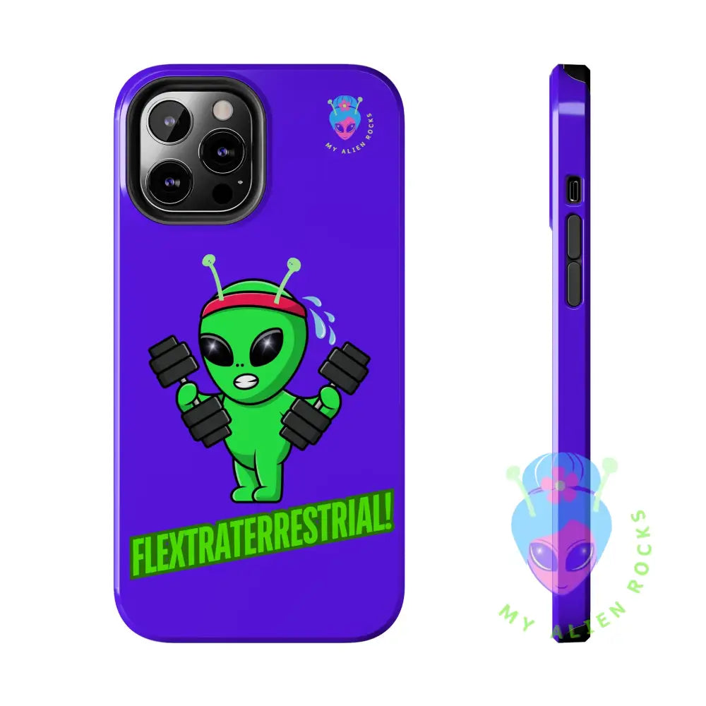 Flextraterrestrial Alien - Exercising Alien - Electric Violet - Tough Phone Cases iPhone 12 Pro Max Phone Case