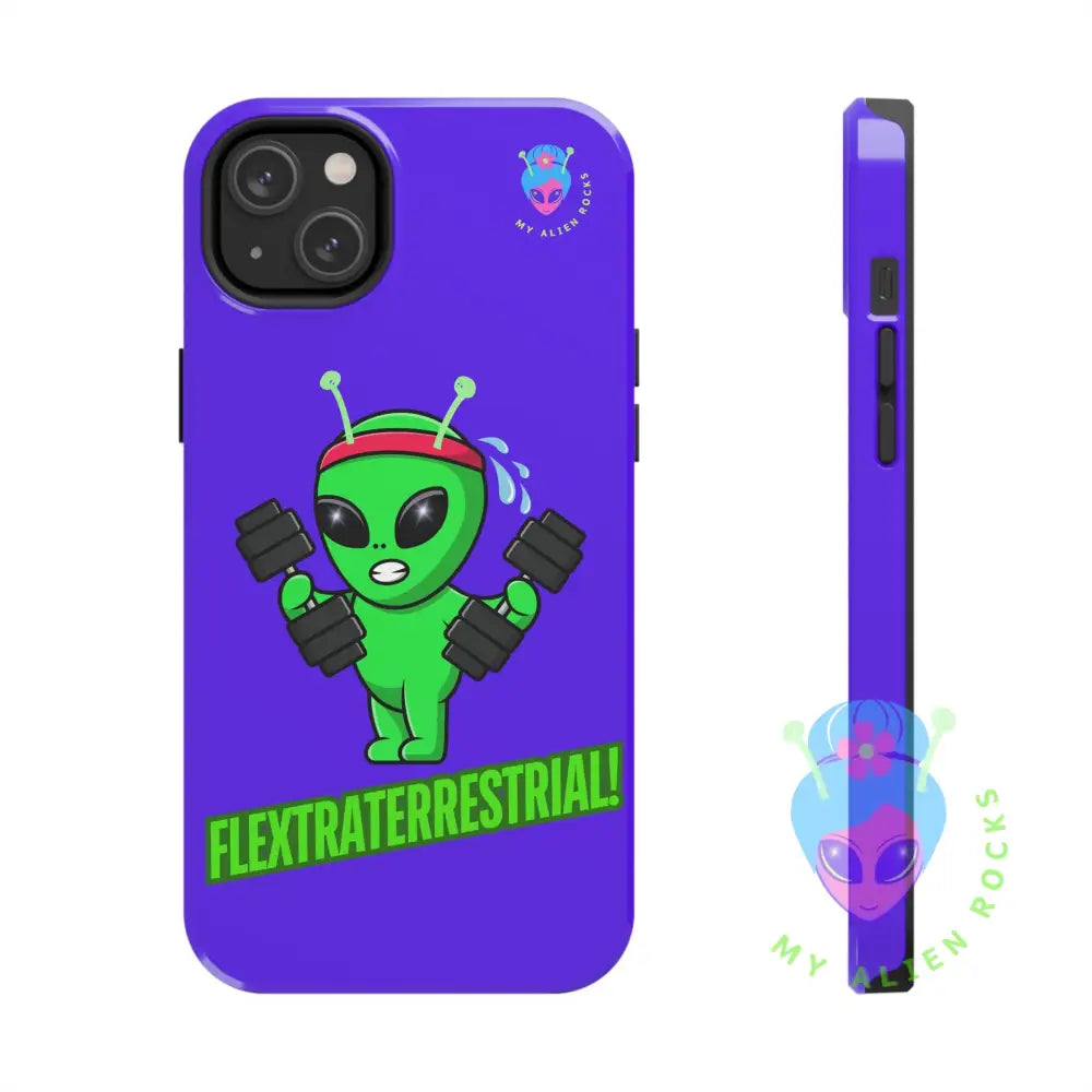 Flextraterrestrial Alien - Exercising Alien - Electric Violet - Tough Phone Cases iPhone 14 Plus Phone Case