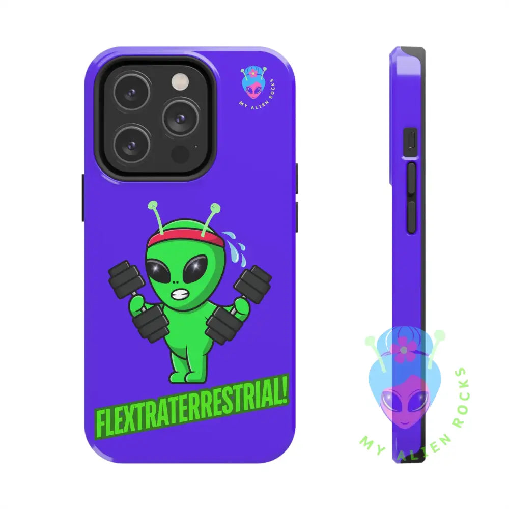 Flextraterrestrial Alien - Exercising Alien - Electric Violet - Tough Phone Cases iPhone 14 Pro Phone Case