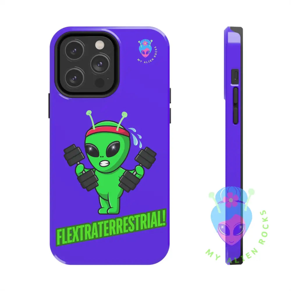 Flextraterrestrial Alien - Exercising Alien - Electric Violet - Tough Phone Cases iPhone 14 Pro Max Phone Case