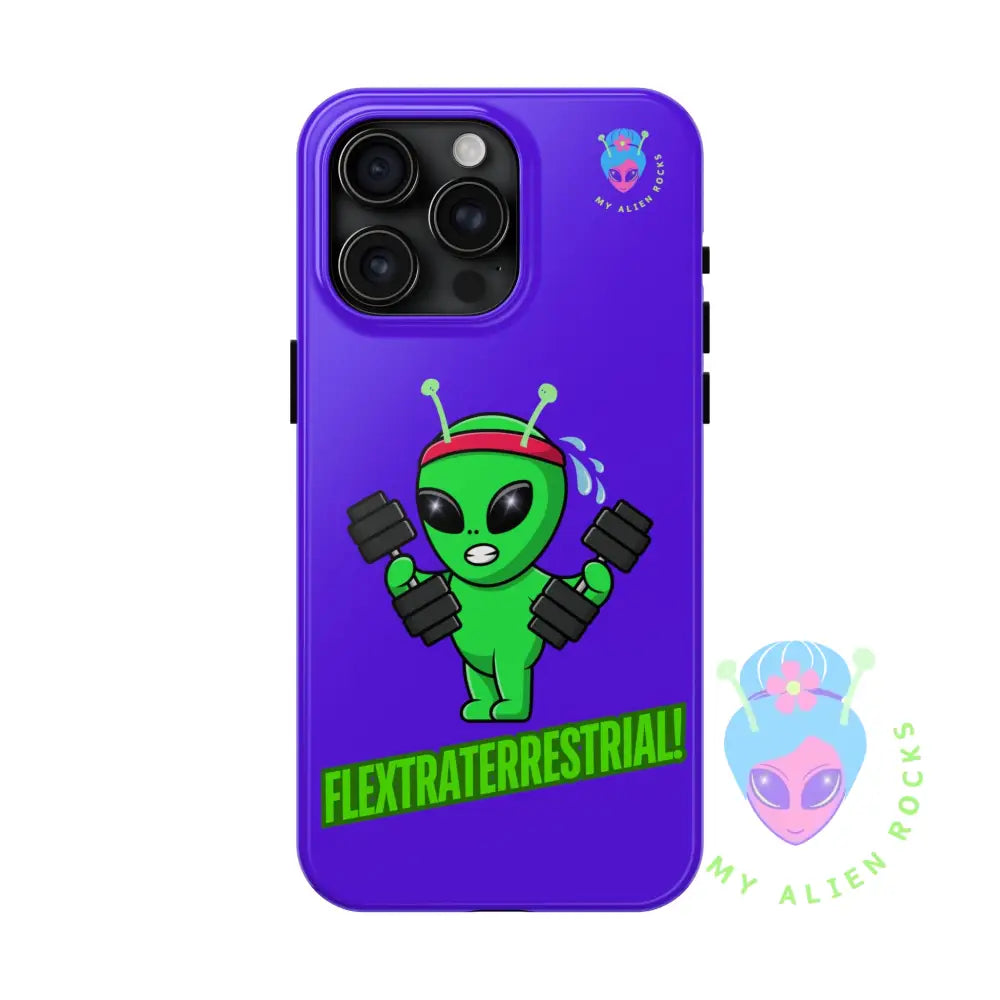 Flextraterrestrial Alien - Exercising Alien - Electric Violet - Tough Phone Cases iPhone 15 Pro Max Phone Case