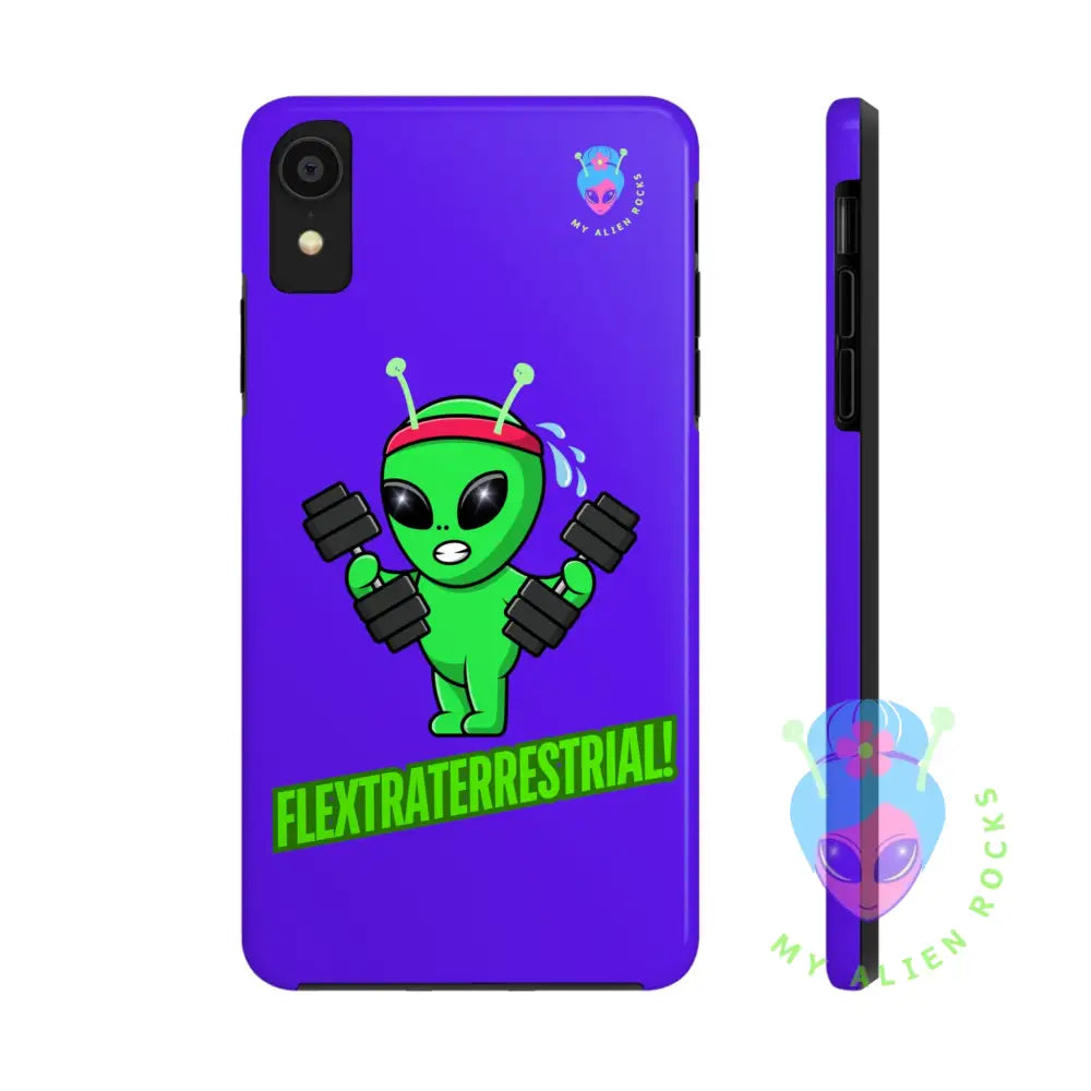Flextraterrestrial Alien - Exercising Alien - Electric Violet - Tough Phone Cases iPhone XR Phone Case