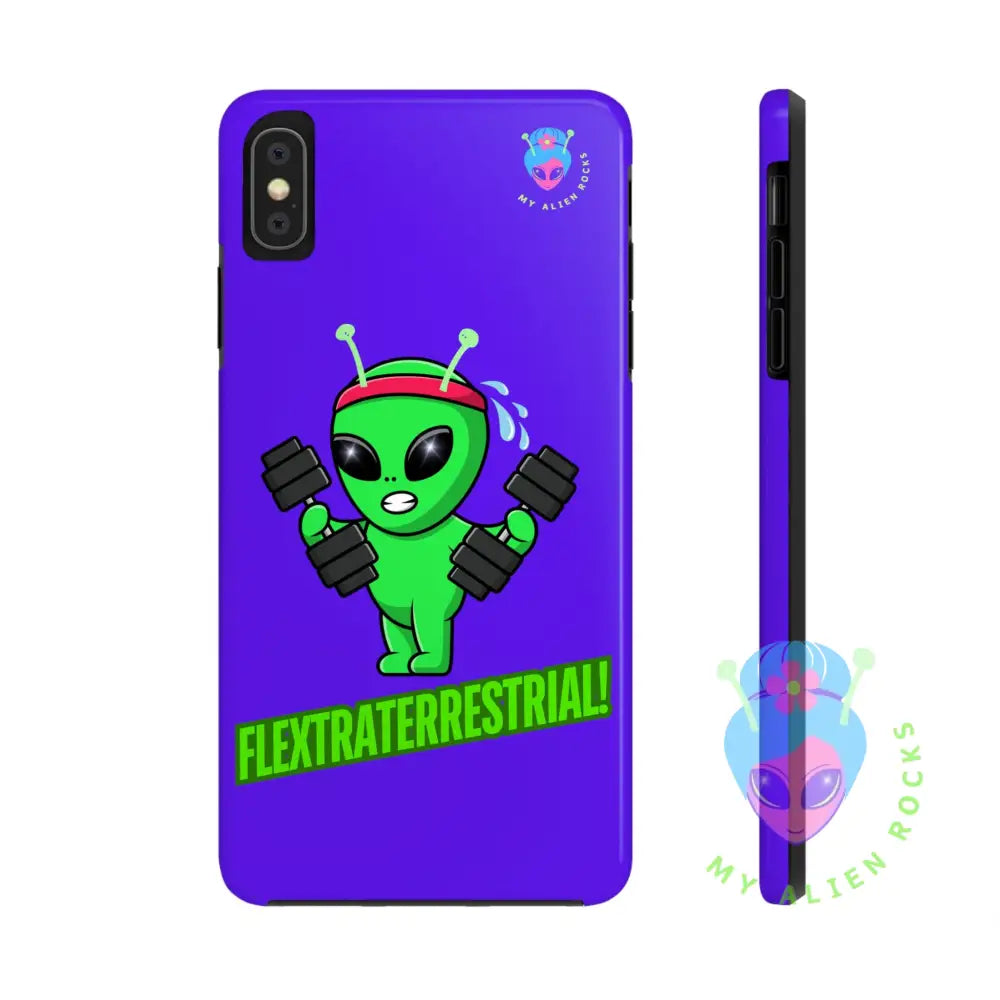 Flextraterrestrial Alien - Exercising Alien - Electric Violet - Tough Phone Cases iPhone XS MAX Phone Case