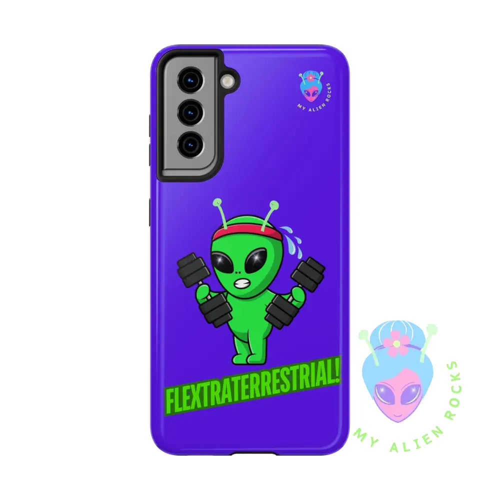 Flextraterrestrial Alien - Exercising Alien - Electric Violet - Tough Phone Cases Samsung Galaxy S21 Phone Case