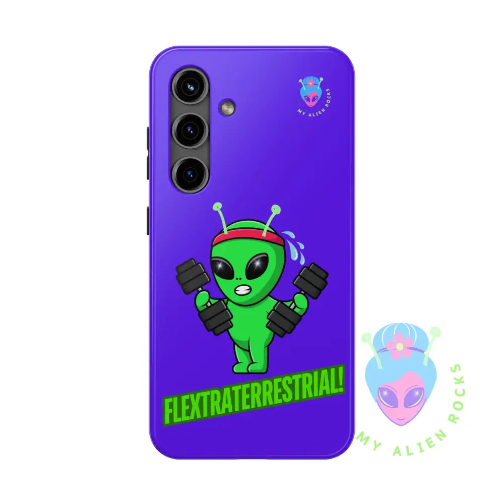 Flextraterrestrial Alien - Exercising Alien - Electric Violet - Tough Phone Cases Samsung Galaxy S24 Phone Case