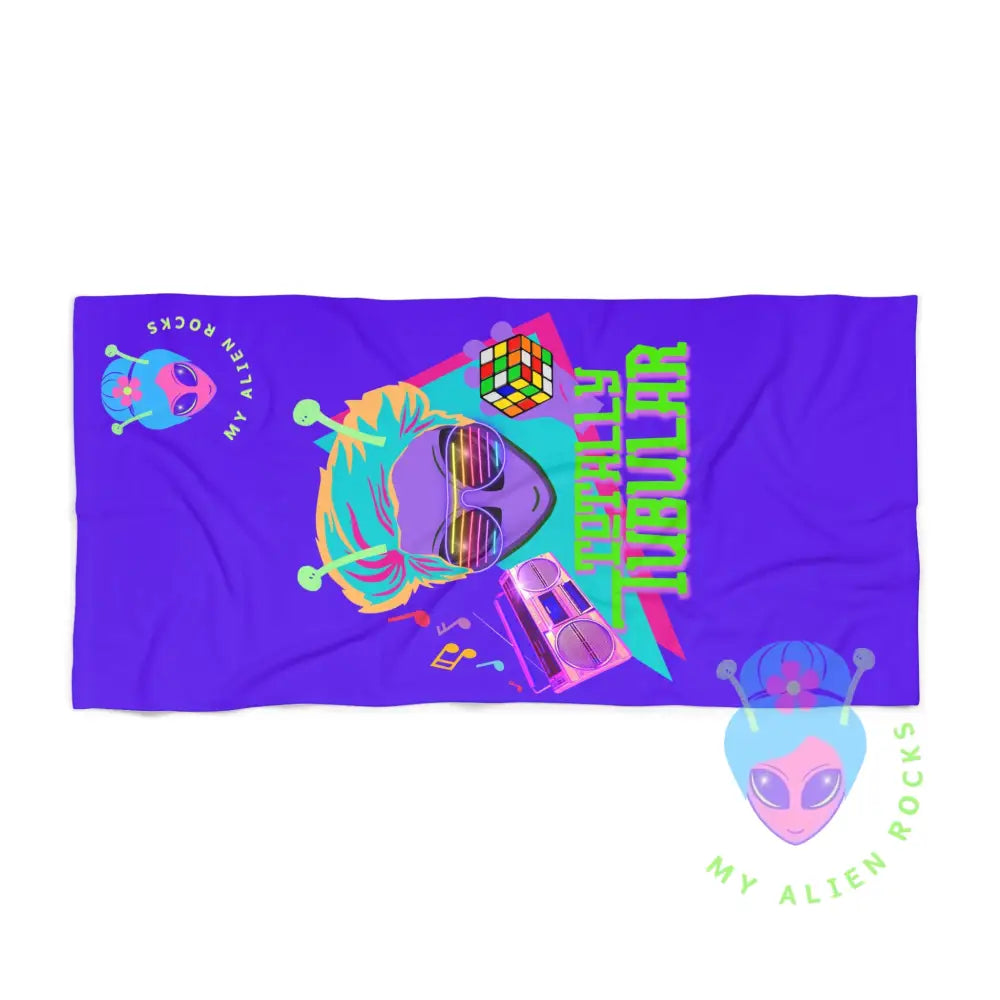 Limited Edition - 1980s Retro Alien Summer Fun Beach Towel for Alien Lovers 30’’ × 60’’ Home Decor