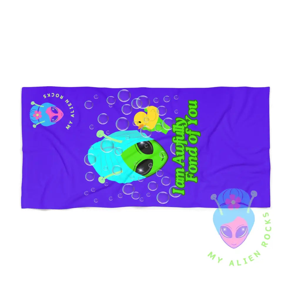 Limited Edition - Bubble Bath Alien with Rubber Ducky Summer Fun Beach Towel for Alien Lovers 30’’ × 60’’ Home Decor