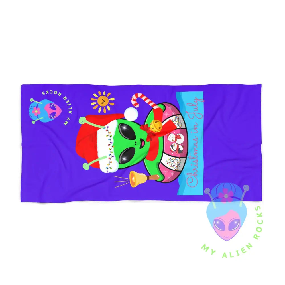 Limited Edition - Christmas in July - Summer Fun Beach Towel for Alien Lovers 30’’ × 60’’ Home Decor