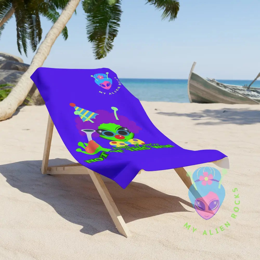 Limited Edition - Clown Alien - Honk if You’re Not of This World - Summer Fun Beach Towel for Alien Lovers 30’’ × 60’’